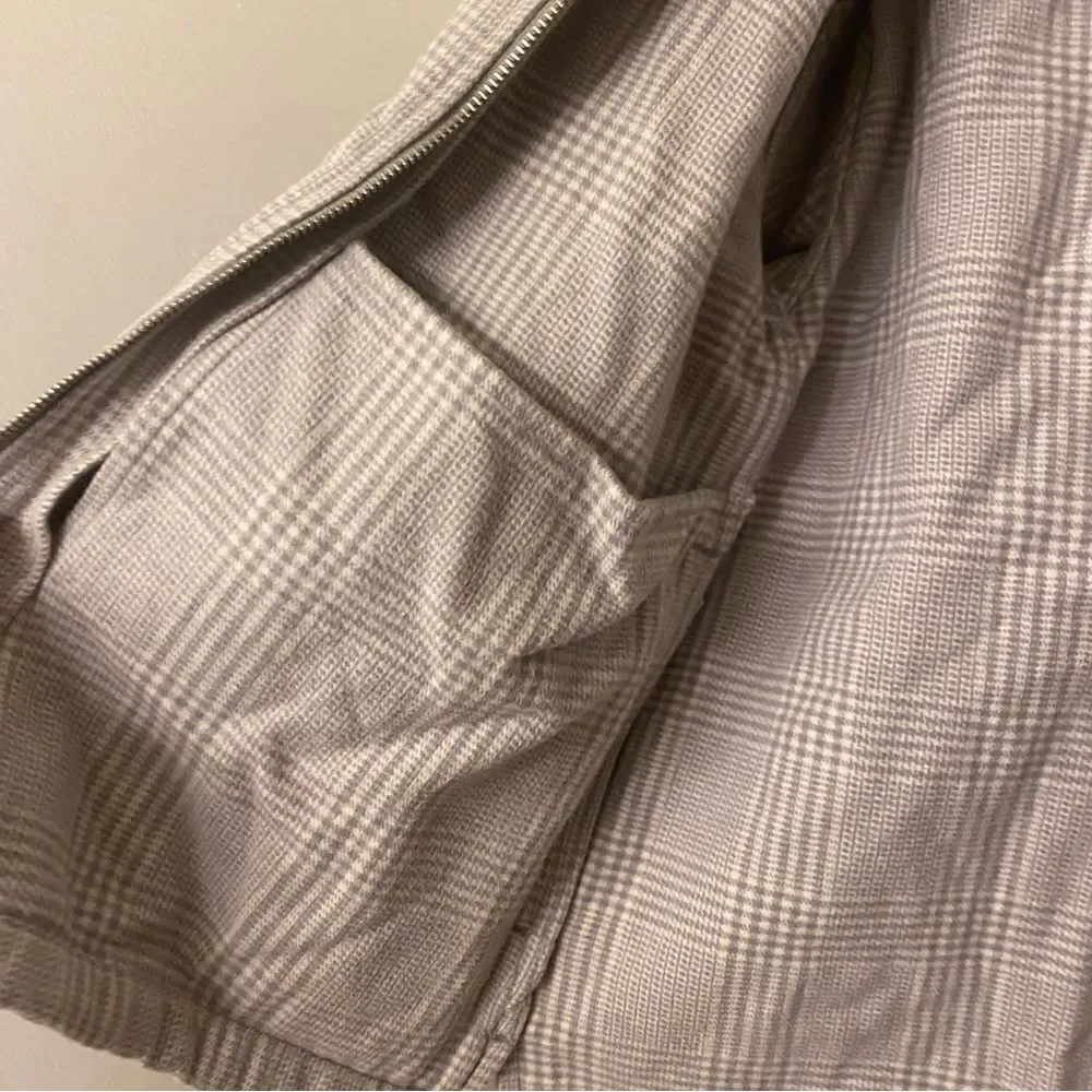 Abercrombie & fitch soft AF plaid full zip jacket gray plaid cotton relaxed L